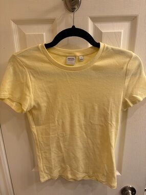 Aritzia Homestretch Rib Tune T-Shirt in Pale Yellow